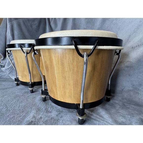 CP Latin Percussion Bongo Drums 6" and 7" Siam Oak Rawhide Heads Natural Finish - Picture 6 of 16